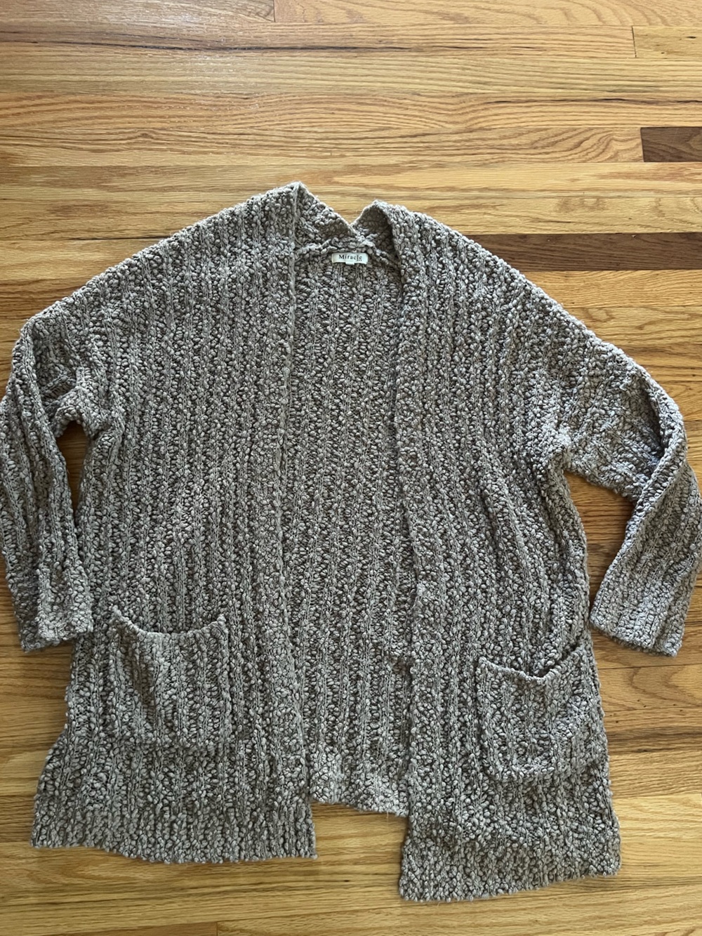 Miracle Women's Chunky Open-Front Cardigan - Taupe Brown